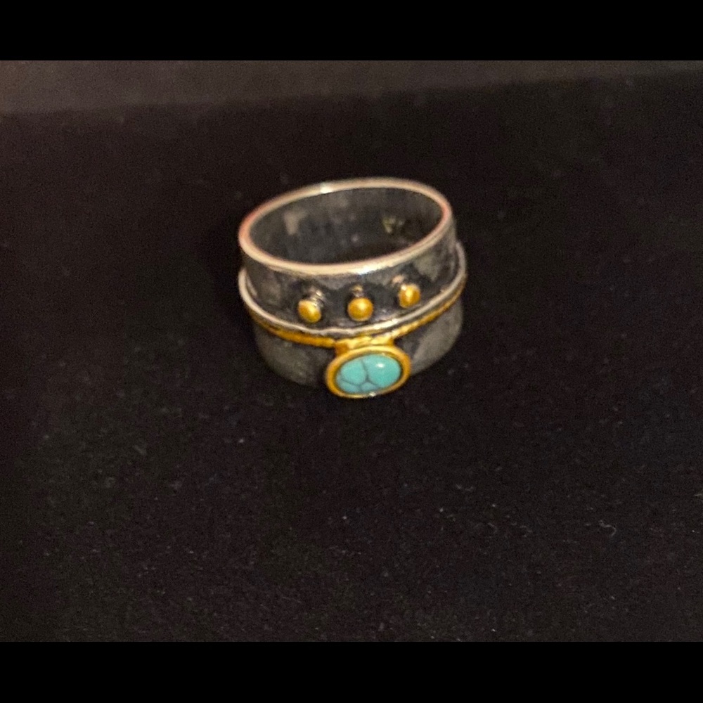 HANDMADE 925 SILVER TURQUOISE RING SIZE 7 - Picture 8 of 9